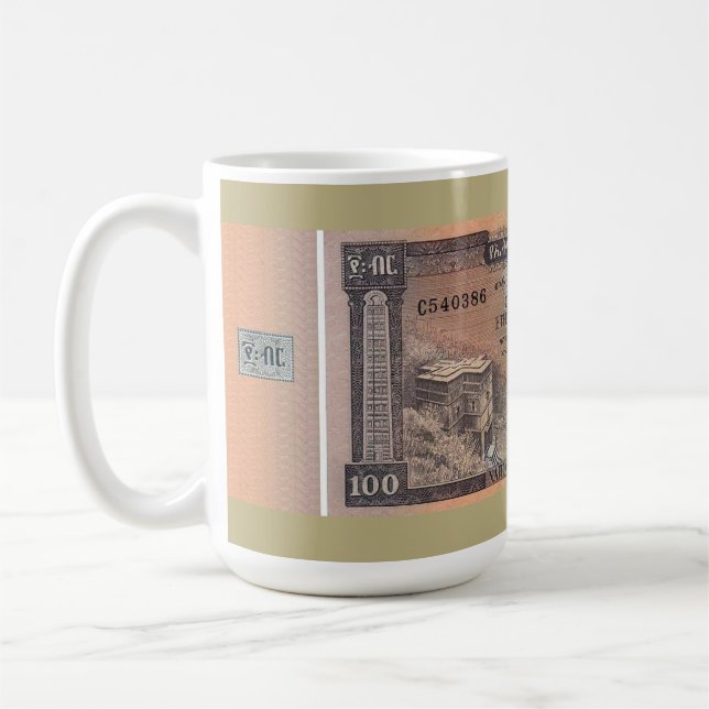 Caneca De Café Vintage Ethiopian Birr Banknote (Esquerda)