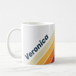 Caneca De Café Vintage Faded Rainbow Stripes with Name