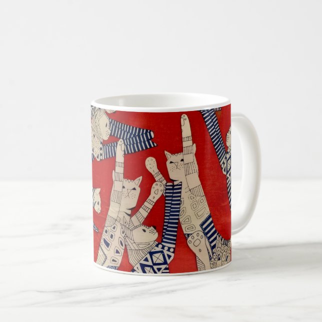 Caneca De Café Vintage Feline Fabric Mug (Frente Esquerda)