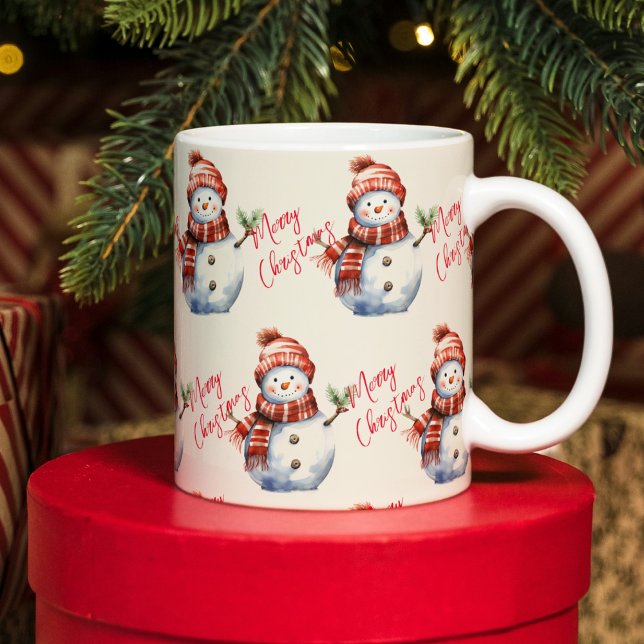 Caneca De Café Vintage Felry Christmas & Snowmen (Criador carregado)