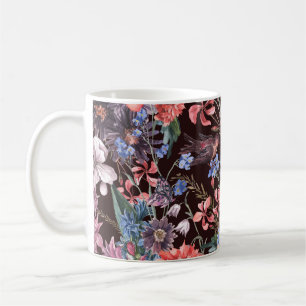 Caneca De Café Vintage Floral Birds: Watercolor Elegance.