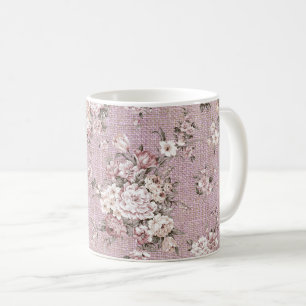 Caneca De Café Vintage Floral Buquê Lavanda Puro