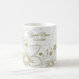 Caneca De Café Vintage Floral Greenery Elegant Wedding Party