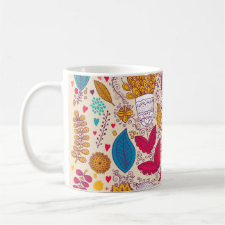 Caneca De Café Vintage Floral Patterno Detalhado Design