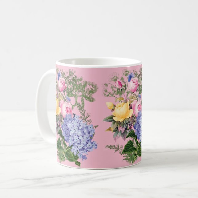 Caneca De Café Vintage Flowers Coffee Mug (Frente Esquerda)
