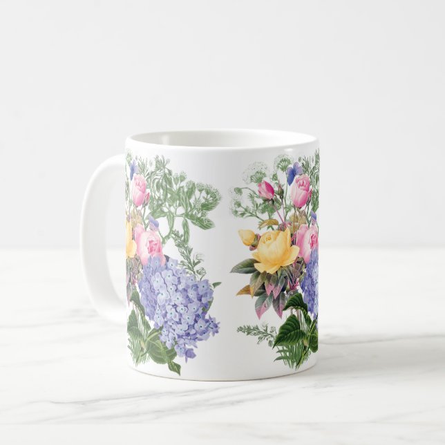 Caneca De Café Vintage Flowers Coffee Mug (Frente Esquerda)
