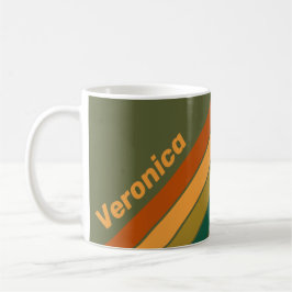 Caneca De Café Vintage Forest Marsh Stripes with Name