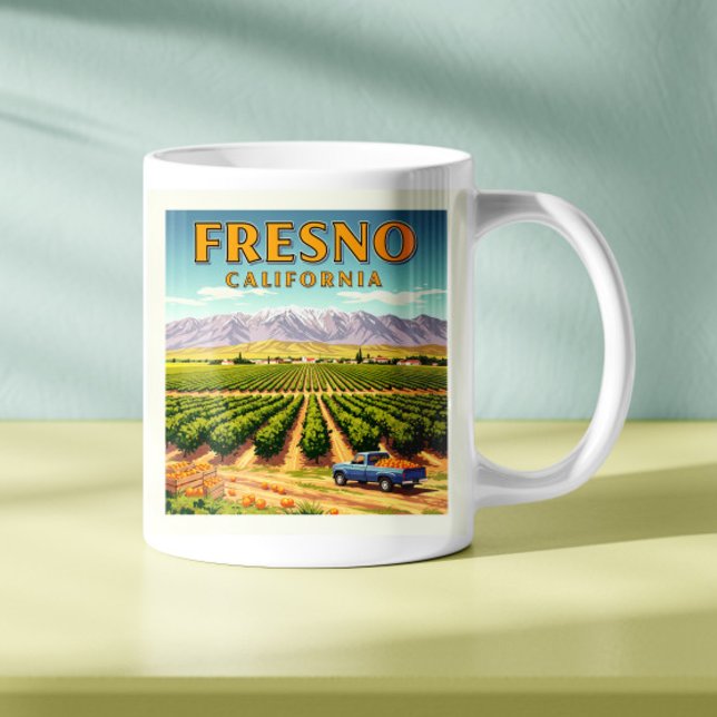 Caneca De Café Vintage Fresno California (Criador carregado)