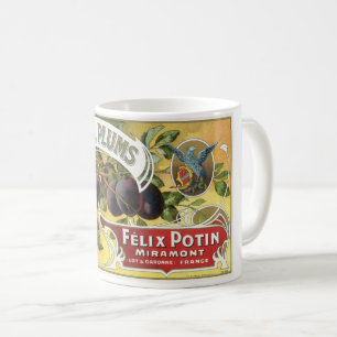 Caneca De Café Vintage Fruta Crate Label Art, Imperial Plums