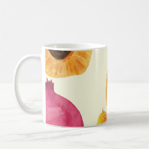 Caneca De Café Vintage Fruta de Aquarela Fresca