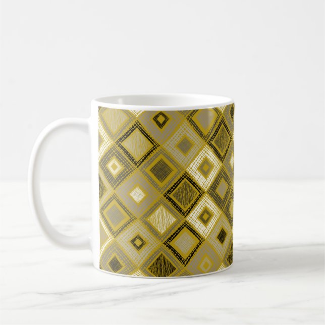 Caneca De Café Vintage geométrico rhombus, padrão perfeito. (Esquerda)