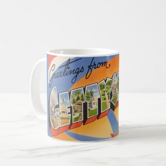 Caneca De Café Vintage Gettsyburg PA  (Frente Esquerda)