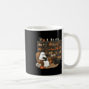 Caneca De Café Vintage Ghost Lading Book Lovers Library Hallowee
