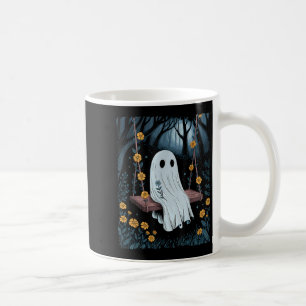 Caneca De Café Vintage Ghost Swing In Forest Night Halloween F