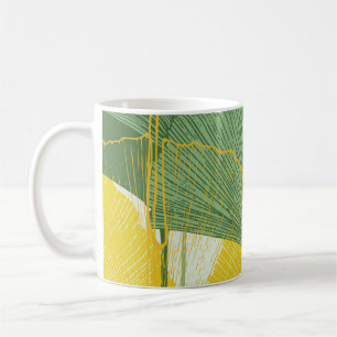 Caneca De Café Vintage Ginkgo Biloba: Folhas Tropicais