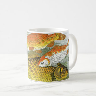Caneca De Café Vintage Goldfish Koi Fish, Marinho Aquático Vida M