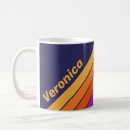 Caneca De Café Vintage Grape Rainbow Stripes with Name