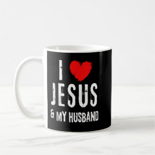 Caneca De Café Vintage Grunge Eu Amo JESUS E MEU MARIDO, Cristo