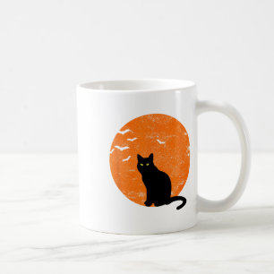 Caneca De Café Vintage Halloween Black Cat Costume Retro Moon Cat