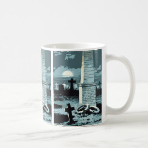 Caneca De Café Vintage Halloween, cemitério assustador com Grave