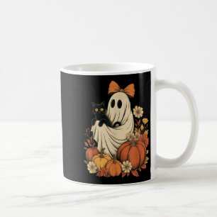 Caneca De Café Vintage Halloween Ghost Segurando Groovy Negro