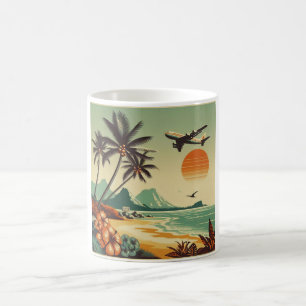 Caneca De Café Vintage Hawaii/Tropical