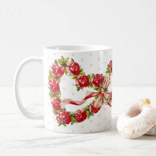 Caneca De Café Vintage Hearts Floral Feliz dia de os namorados Re