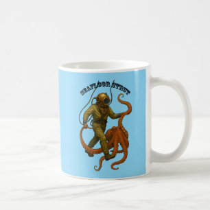 Caneca De Café Vintage Helmet Diver Walking com um URM Octopus