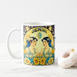 Caneca De Café Vintage Horoscope Sinal Gemini Twins Celestial