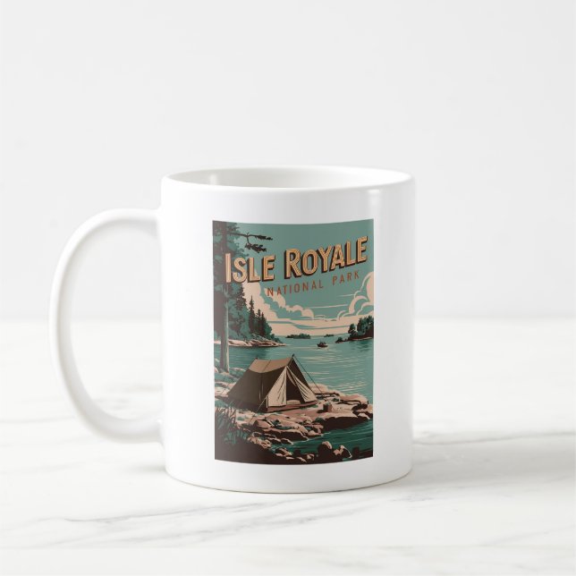 Caneca De Café Vintage Isle Royale National Park Camping (Esquerda)
