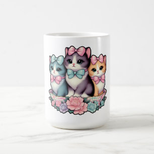 Caneca De Café Vintage Kittens Vestindo Arcos