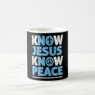 Caneca De Café Vintage Know Jesus Know Peace Christian Faith Gift
