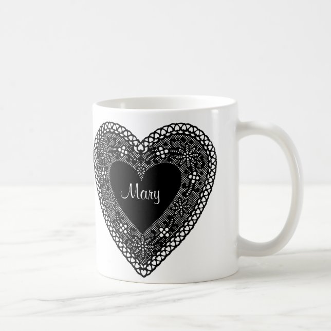 Caneca De Café Vintage Lace Heart (Direita)