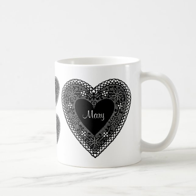 Caneca De Café Vintage Lace Heart (Direita)