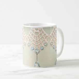 Caneca De Café Vintage lace teal rhinestone victorcreme