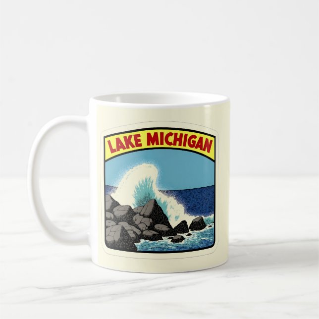 Caneca De Café Vintage Lake Michigan (Esquerda)