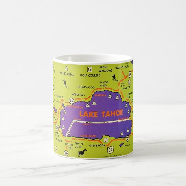 Caneca De Café Vintage Lake Tahoe Map Mug (Centro)