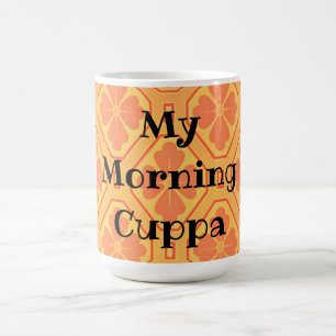 Caneca De Café Vintage Laranja Patterno Regência Morning Coppa