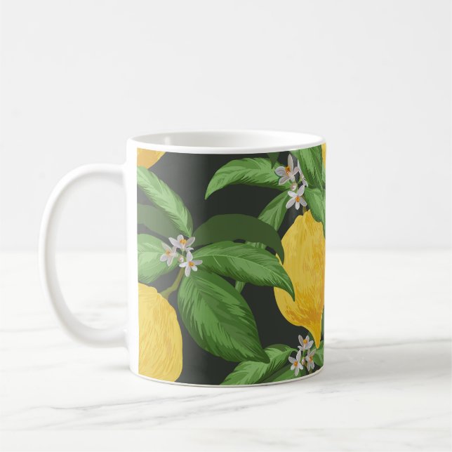 Caneca De Café Vintage Lemon Tropical Patterna (Esquerda)