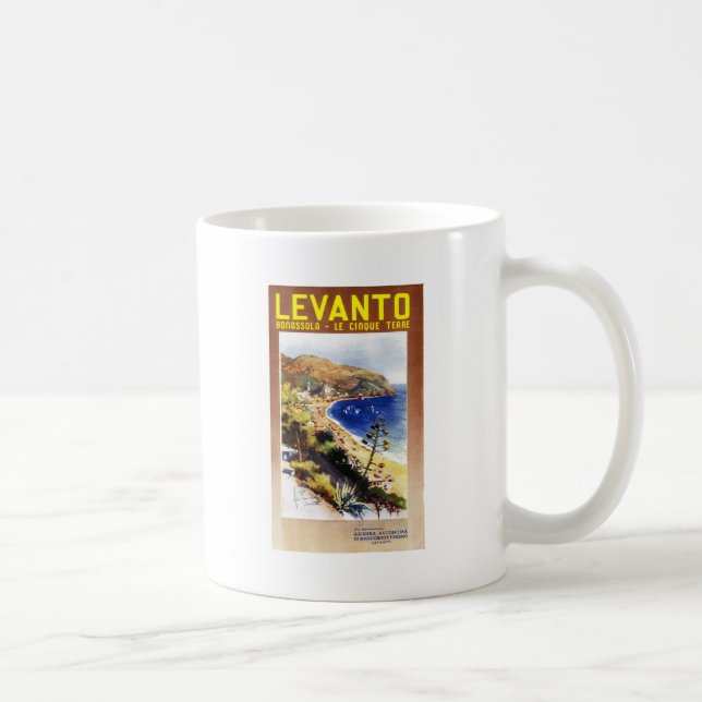 Caneca De Café Vintage Levanto Genova Itália Turismo (Direita)