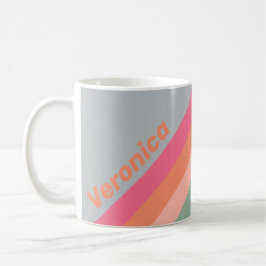 Caneca De Café  Vintage Lilac Charm Stripes with Name