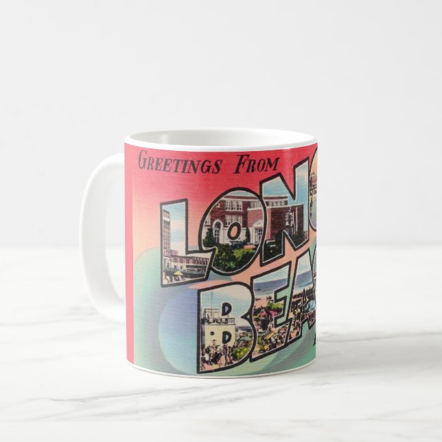 Caneca De Café Vintage Long Beach NY Mug (Frente Esquerda)