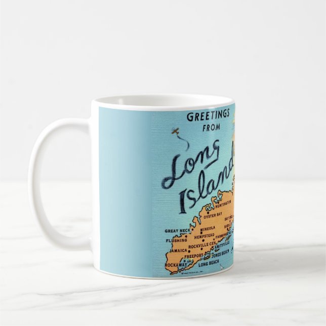 Caneca De Café Vintage Long Island Map Mug (Esquerda)