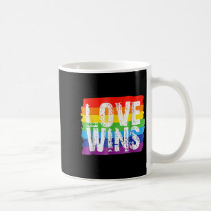 Caneca De Café Vintage Love Win Rainbow Peace Sign Pride Lésbica