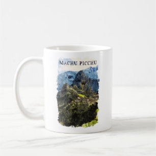 Caneca De Café Vintage Machu Picchu Peru Watercolor Paint