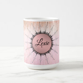 Caneca De Café Vintage Mandala sobre o vidro de Fosco rosa-pêsseg