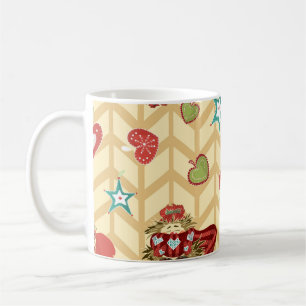 Caneca De Café Vintage mão desenhada natal padrão sem costura vír