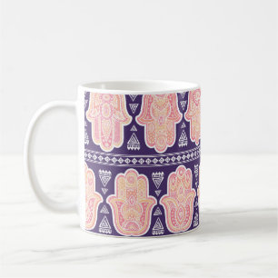 Caneca De Café Vintage: mão indiana desenhada símbolo hamsa sem