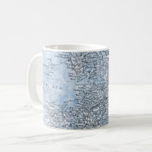 Vintage Map of Central England Irish Sea Viagem