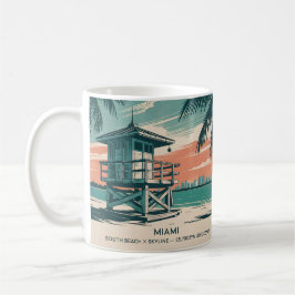 Caneca De Café Vintage Miami Florida South Beach Skyline Travel